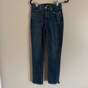 PAIGE Hoxton Ankle Skinny Jeans Dark Wash Side Slit Denim Womens 25
